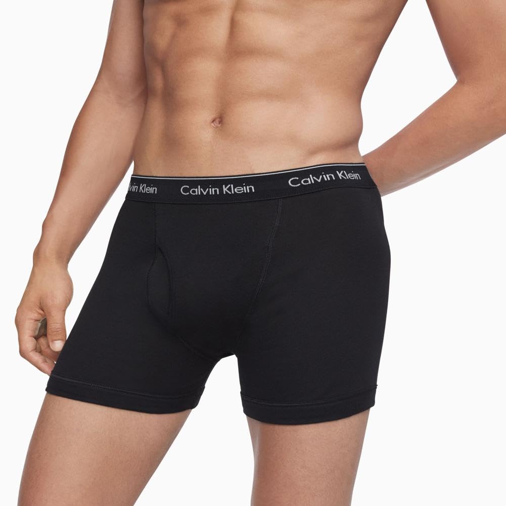 Calvin Klein Men's Cotton Classics 3 - pack Boxer Brief, 3 Black, Medium - The One Stop Deals