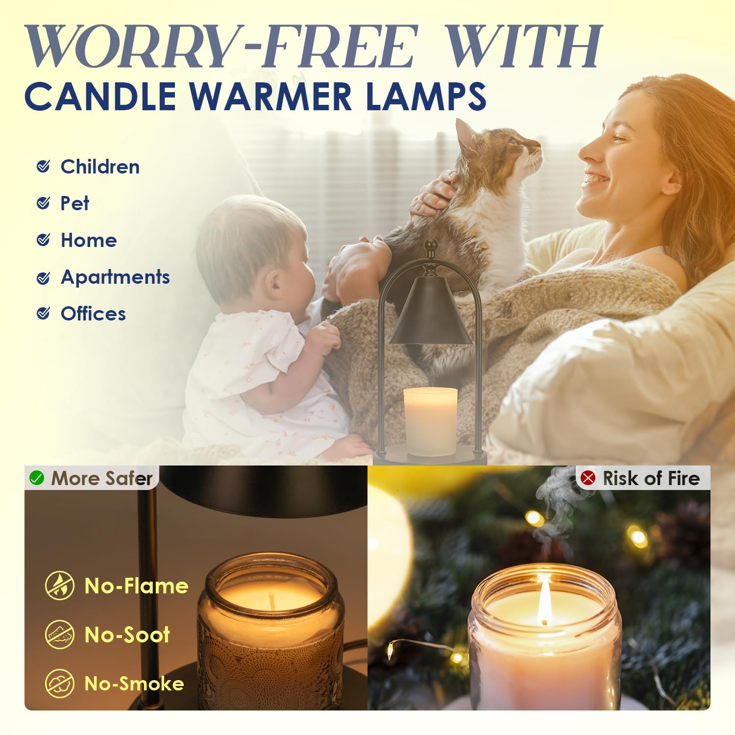 Candle Warmer Lamp with Timer, Electric Black Candle Warmer Light for Bedroom, Dimmable Wax Melts Warmer for Candle Jars, Home Decor Beside Lamp Gifts for Women (2 Bulbs Included) - The One Stop Deals