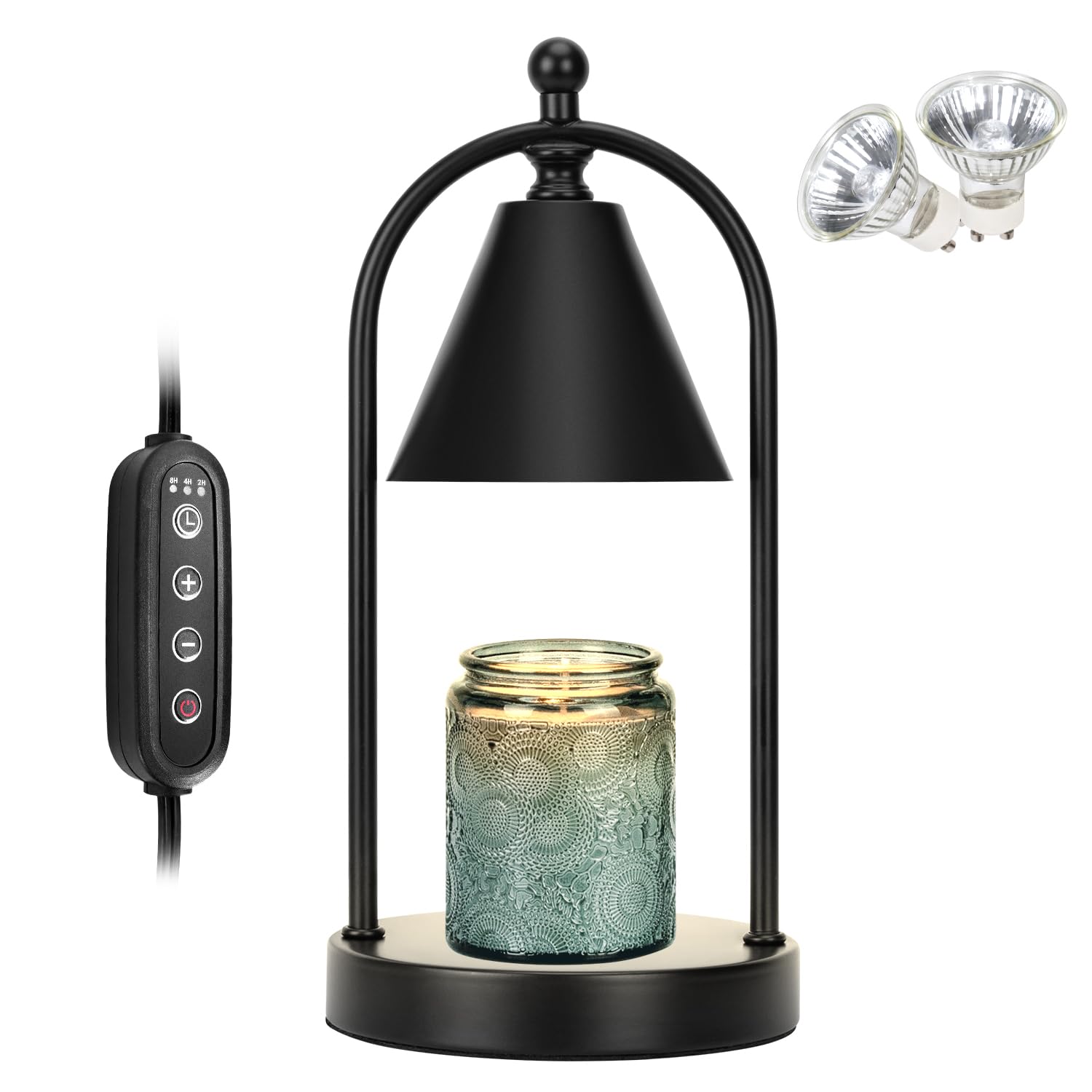 Candle Warmer Lamp with Timer, Electric Black Candle Warmer Light for Bedroom, Dimmable Wax Melts Warmer for Candle Jars, Home Decor Beside Lamp Gifts for Women (2 Bulbs Included) - The One Stop Deals