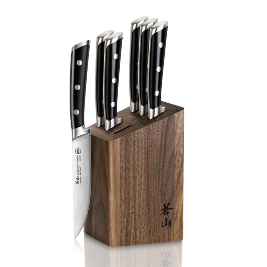 Cangshan TS Series 1022261 Swedish 14C28N Steel Forged 6 - Piece Steak Knife Block Set, Walnut - The One Stop Deals