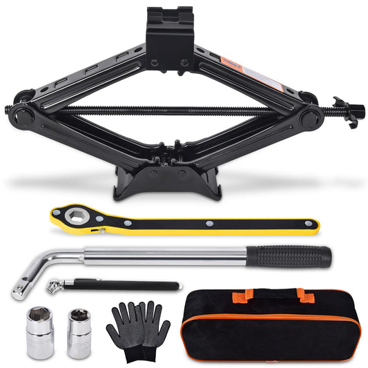 Car Jack Kit Scissor Jack for Car 2 Ton (4409 lbs) Tire Jack Tool Kit Universal Car Emergency Kit with Lug Wrench Tire Changing Kit for Car SUV - The One Stop Deals