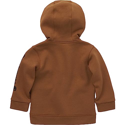 Carhartt Boys' Long - Sleeve Half - Zip Hooded Sweatshirt, Brown, 3T - The One Stop Deals