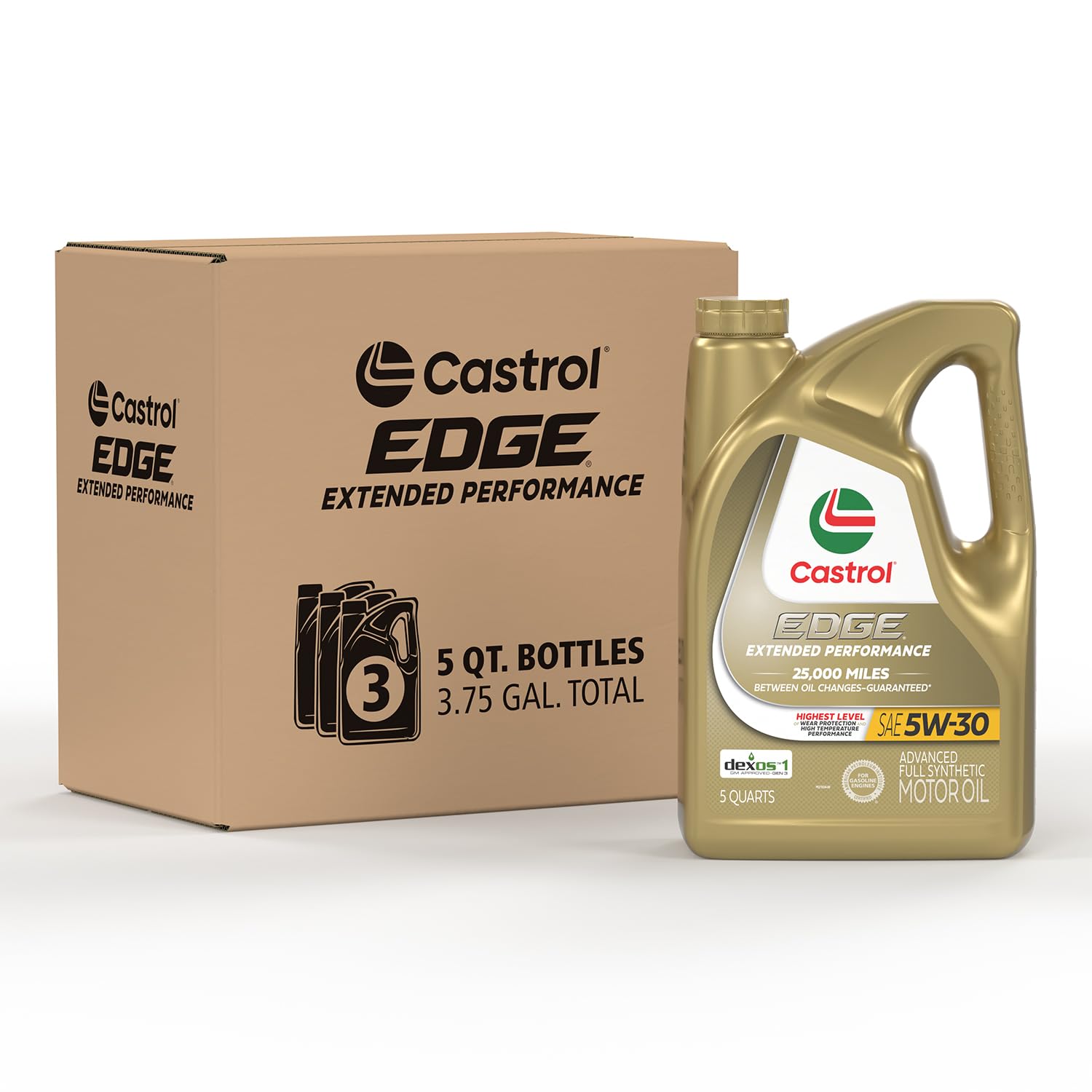 Castrol EDGE Extended Performance 5W - 30 Advanced Full Synthetic Motor Oil, 5 Quarts, Pack of 3 - The One Stop Deals