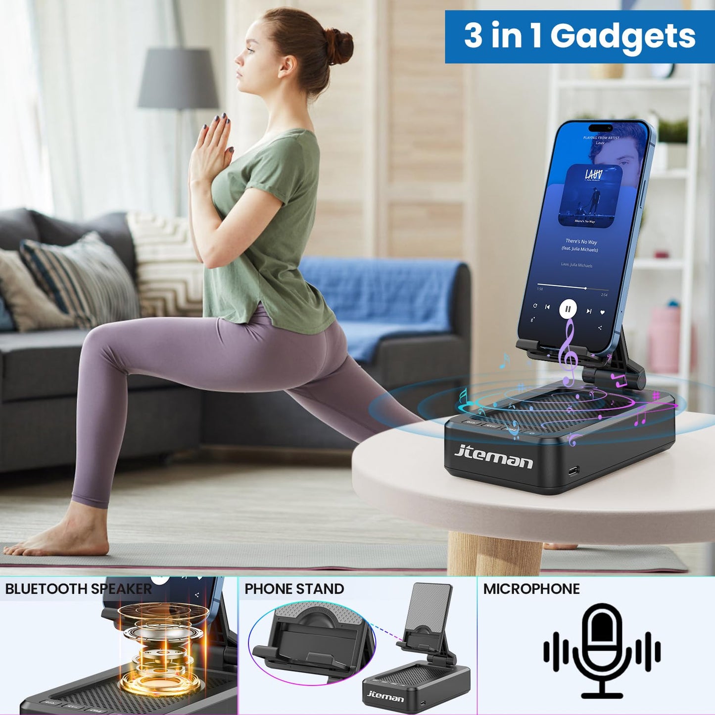 Cell Phone Stand with Wireless Bluetooth Speaker and Anti - Slip Base HD Surround Sound Perfect for Home and Outdoors with Bluetooth Speaker for Desk Compatible with iPhone/ipad/Samsung Galaxy - The One Stop Deals