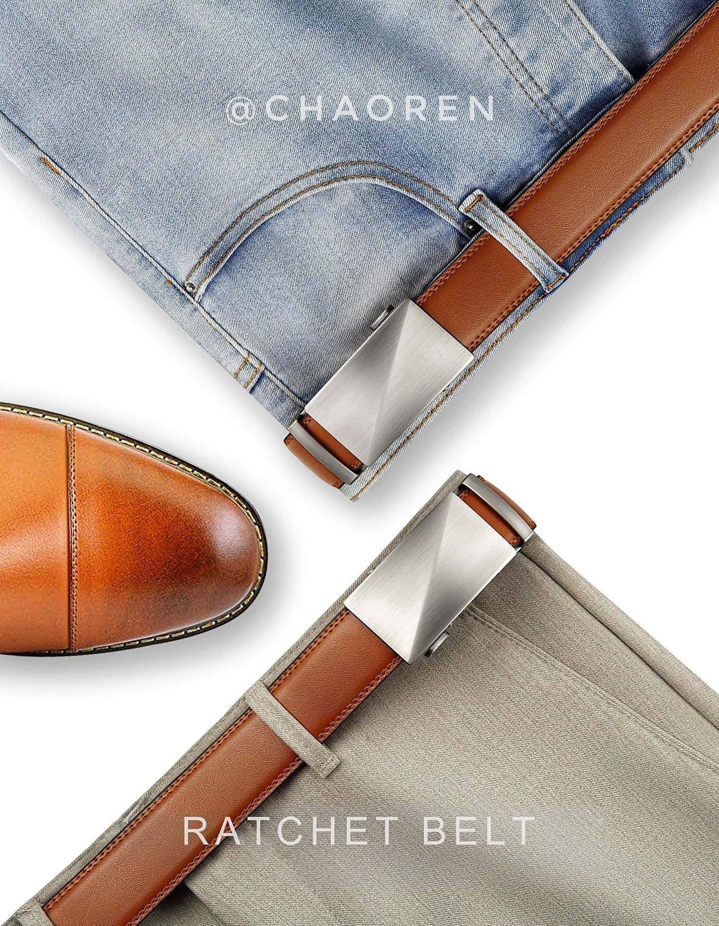 CHAOREN Mens Belt Leather Ratchet Belt - Customizable Fit, Effortless Style (35mm) - The One Stop Deals