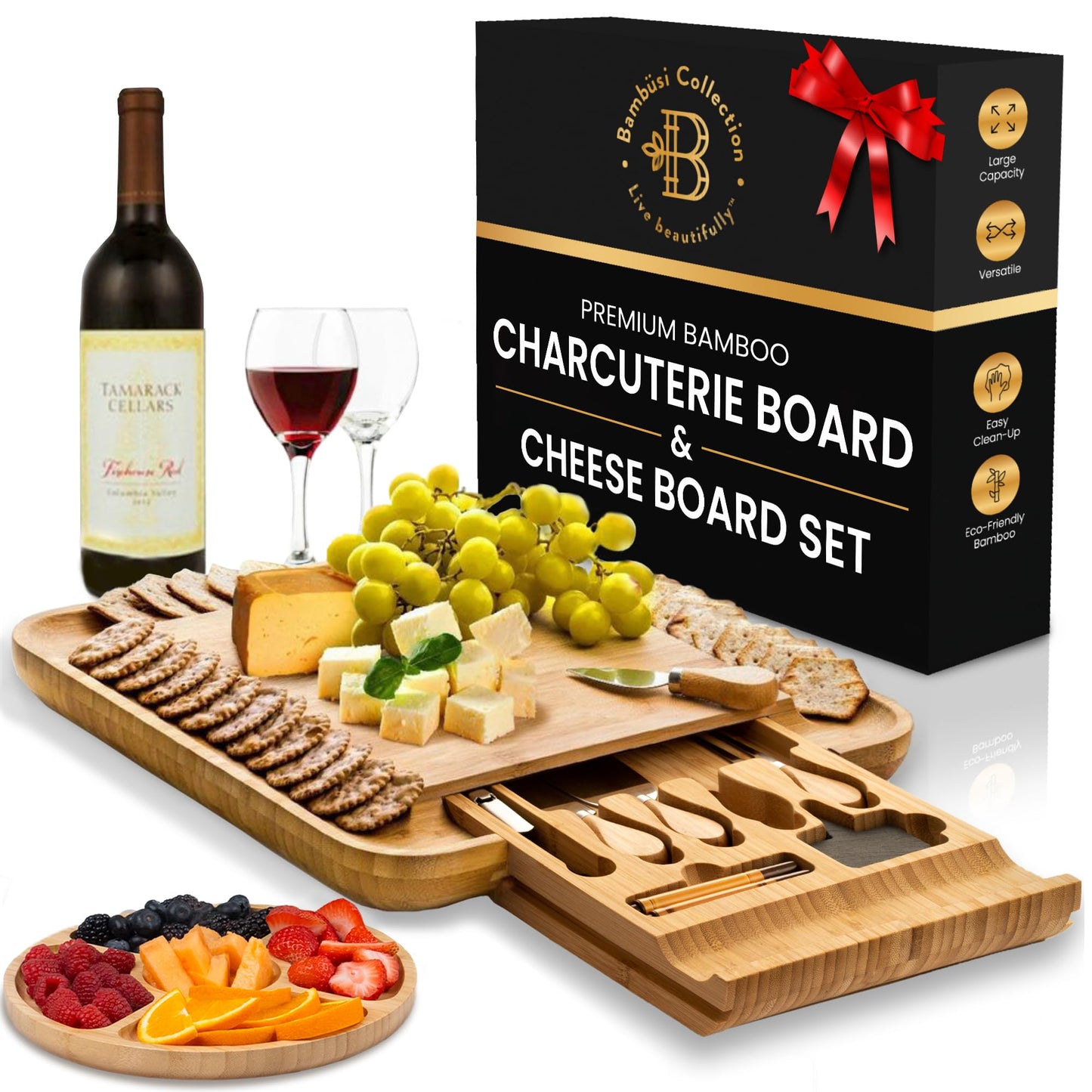 Charcuterie Board Gift Set - Bamboo Cheese Board and Charcuterie Boards Set - Housewarming Gifts New Home, Wedding Gifts for Couples 2025, Bridal Shower Gift, Birthday Gifts for Women - The One Stop Deals