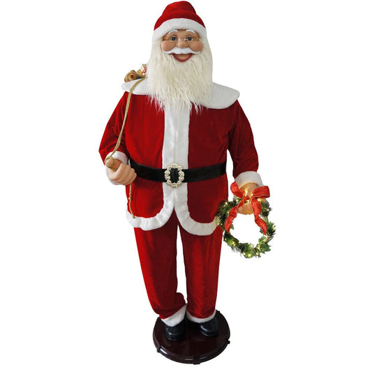 Christmas Time 58 - in. Traditional Dancing Santa Claus with Wreath and Gift Sack Animated Indoor Christmas Holiday Home Decor CT - ASC058 - 2RD3 Red - The One Stop Deals