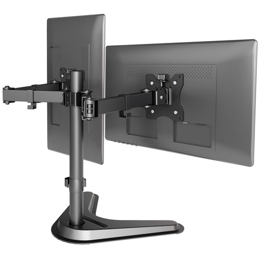 Claiks Dual Monitor Mount, Ergonomic Adjustable Monitor Arm for Max 32 inch Screens, Adjustable Computer Monitor Stand up to 40 lbs, VESA Mounting Holes 75&100mm, Black - The One Stop Deals