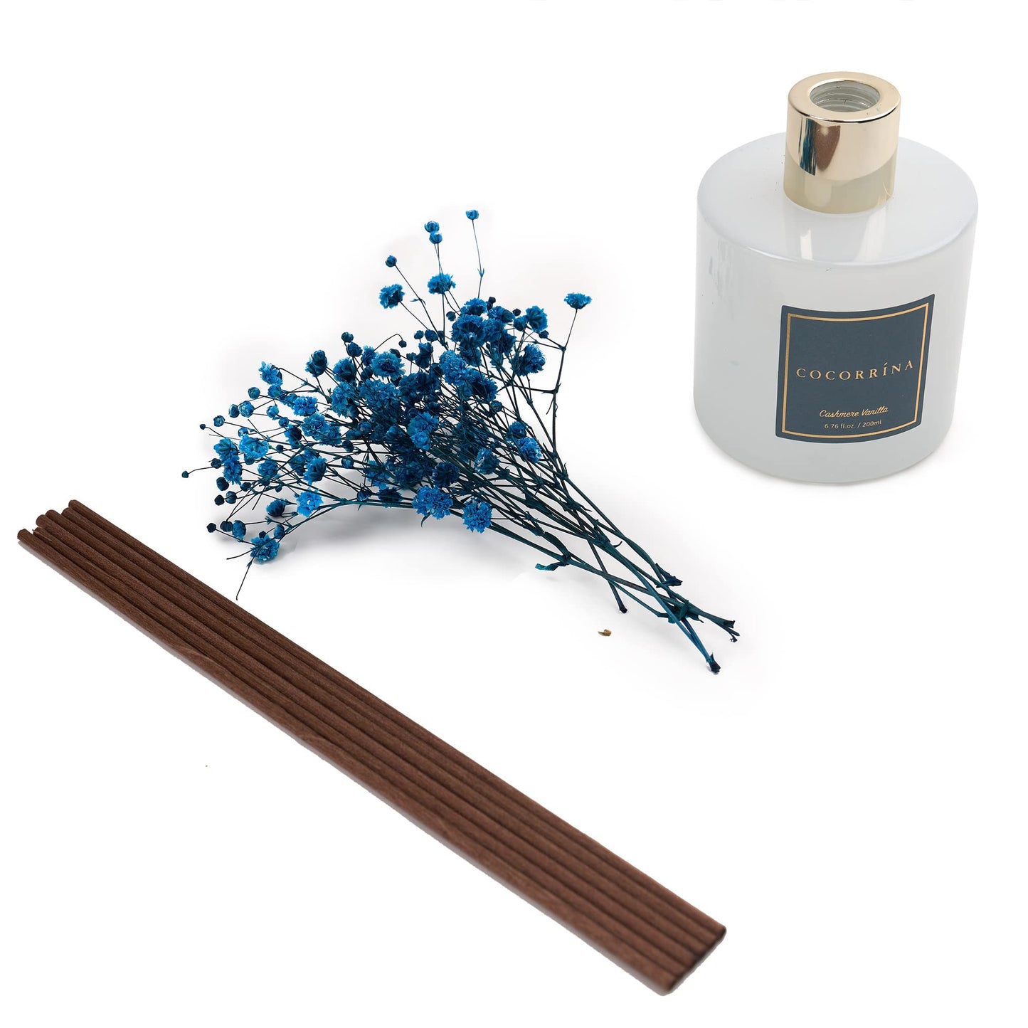 Cocorrína Premium Reed Diffuser Set with Preserved Baby's Breath & Cotton Stick Cashmere Vanilla | 6.7oz Scent Fragrance Oil Diffuser for Bedroom Bathroom Home Décor - The One Stop Deals