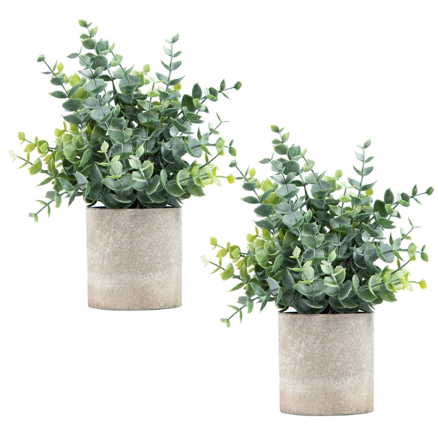 Coferset 2 Pack Small Fake Plants Eucalyptus Potted Artificial Plants for Shelf Desk Home Bathroom Farmhouse Room Coffee Table Decor (Sage Green) - The One Stop Deals