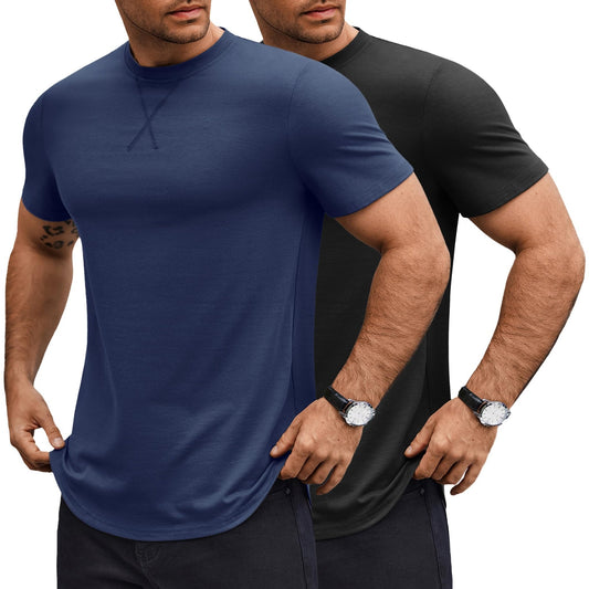 COOFANDY T Shirts for Men Short Sleeve Workout Gym Shirt Casual Drop Cut T-Shirt Fitted Muscle Tees 2025 Summer Basic Tops - The One Stop Deals