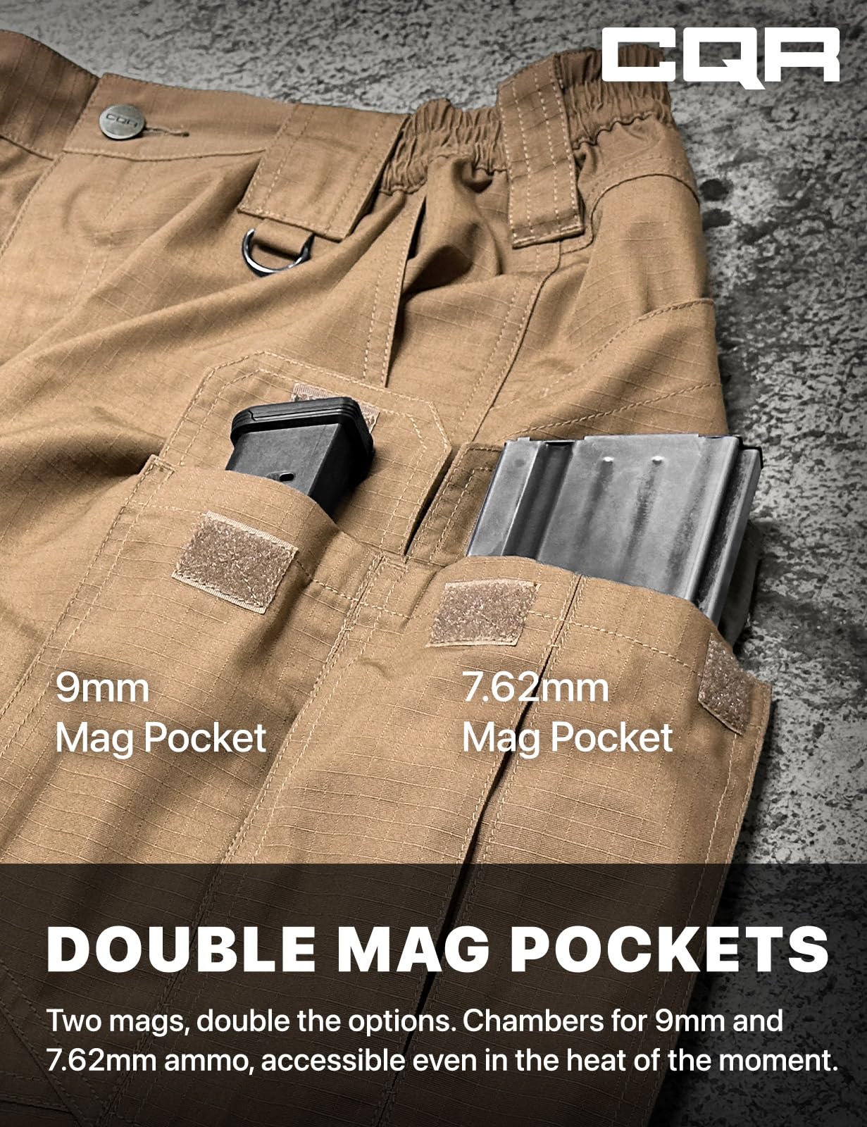 CQR Men's Tactical Pants, Water Resistant Ripstop Cargo Pants, Lightweight EDC Work Hiking Pants, Outdoor Apparel, Raider Mag Pocket Cougar, 32W x 32L - The One Stop Deals