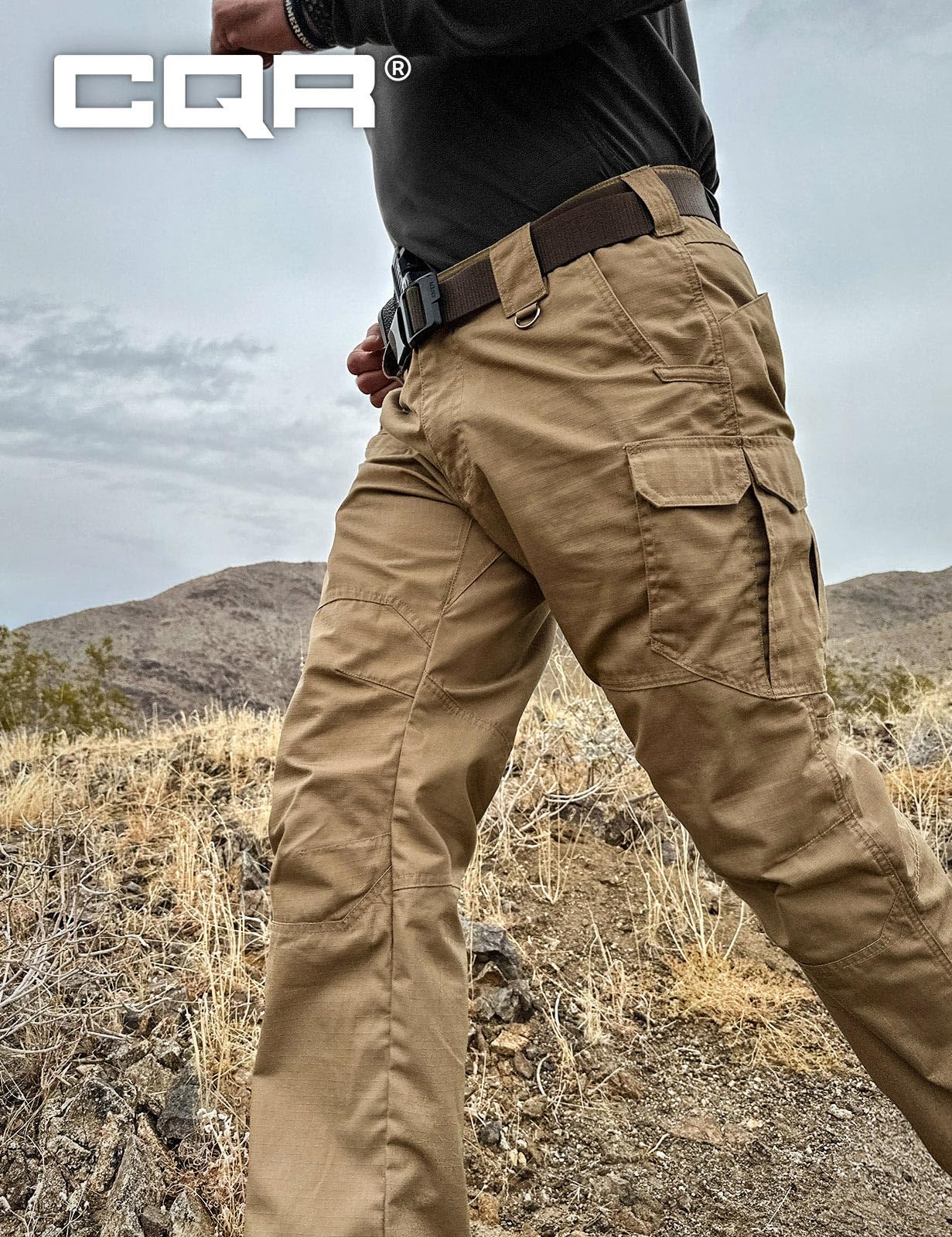 CQR Men's Tactical Pants, Water Resistant Ripstop Cargo Pants, Lightweight EDC Work Hiking Pants, Outdoor Apparel, Raider Mag Pocket Cougar, 32W x 32L - The One Stop Deals