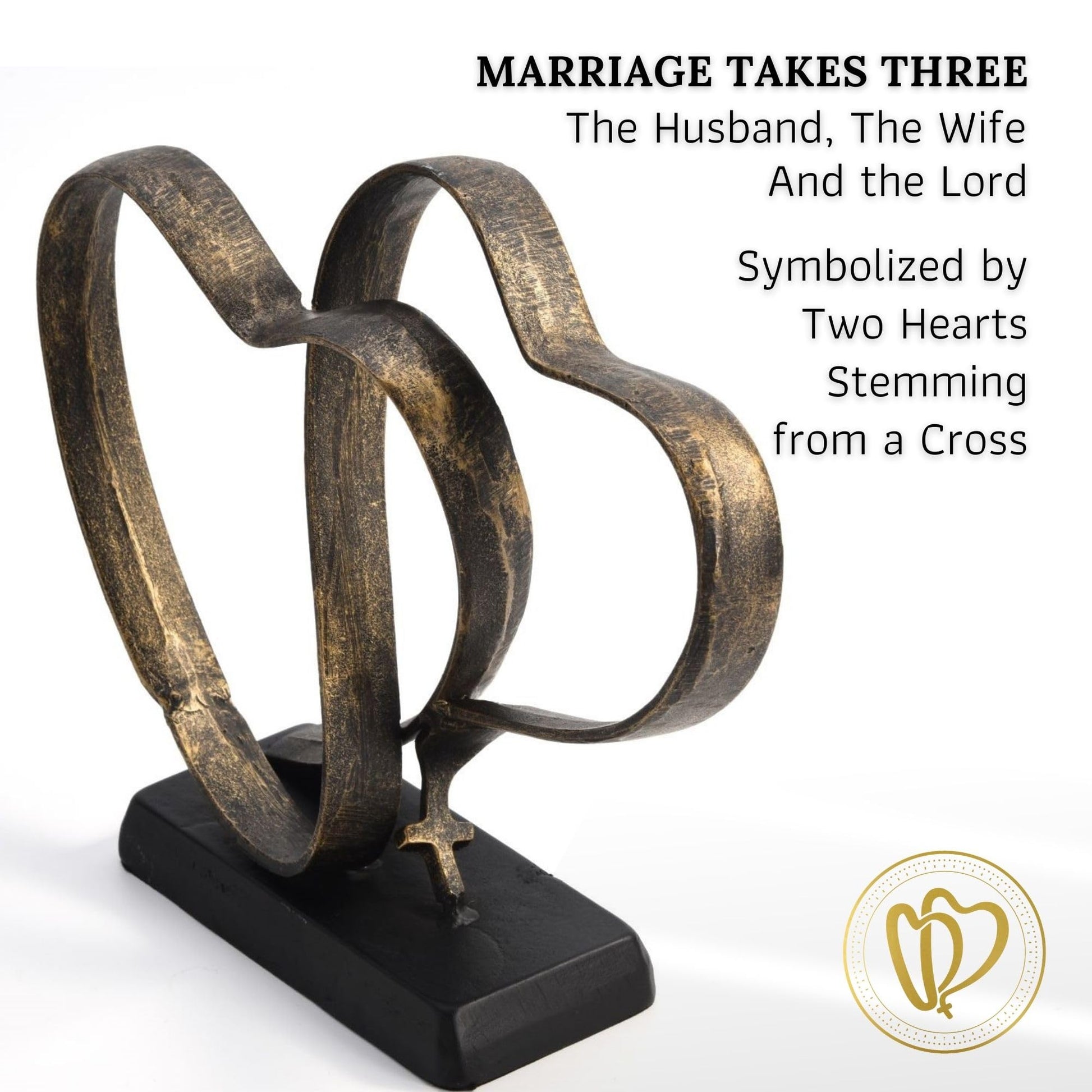 DCAPILLA Wedding Anniversary Couples Gift - Two Hearts and Cross Iron Sculpture, Heart Decoration Gift for Her and Him, 1st to 50th or 60th Anniversary, Includes Present Box and Poem Card - The One Stop Deals