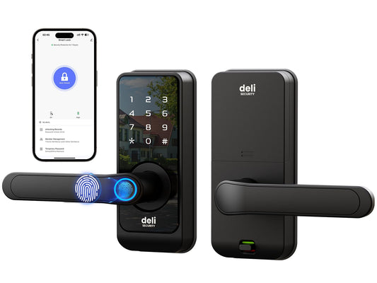 deli SECURITY WiFi Smart Lock, Fingerprint Keyless Door Lock with Handle, Built - in Wi - Fi, APP Remote Control, Biometric Door Knob for Entry Door, Auto Lock, IP66 Waterproof - The One Stop Deals