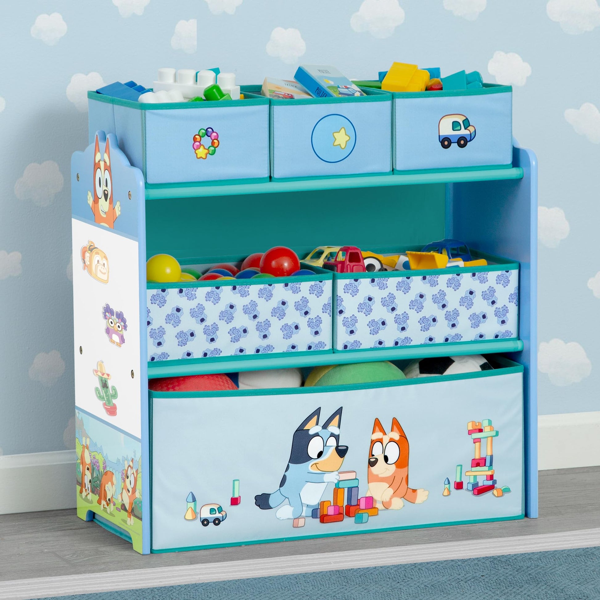 Delta Children - Bluey Design & Store 6 Bin Toy Storage Organizer - Greenguard Gold Certified, Blue - The One Stop Deals