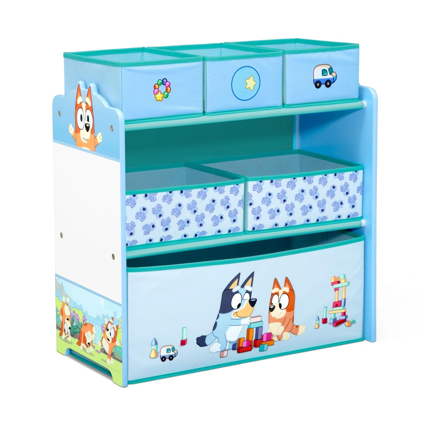 Delta Children - Bluey Design & Store 6 Bin Toy Storage Organizer - Greenguard Gold Certified, Blue - The One Stop Deals