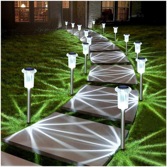 DenicMic Solar Lights Outdoor Pathway Lights 6000K LED Waterproof Acrylic Lamp Head Stainless Steel Stake for Yard Garden Landscape Path Walkway Driveway Patio Lawn (Cold White 10Pack) - The One Stop Deals