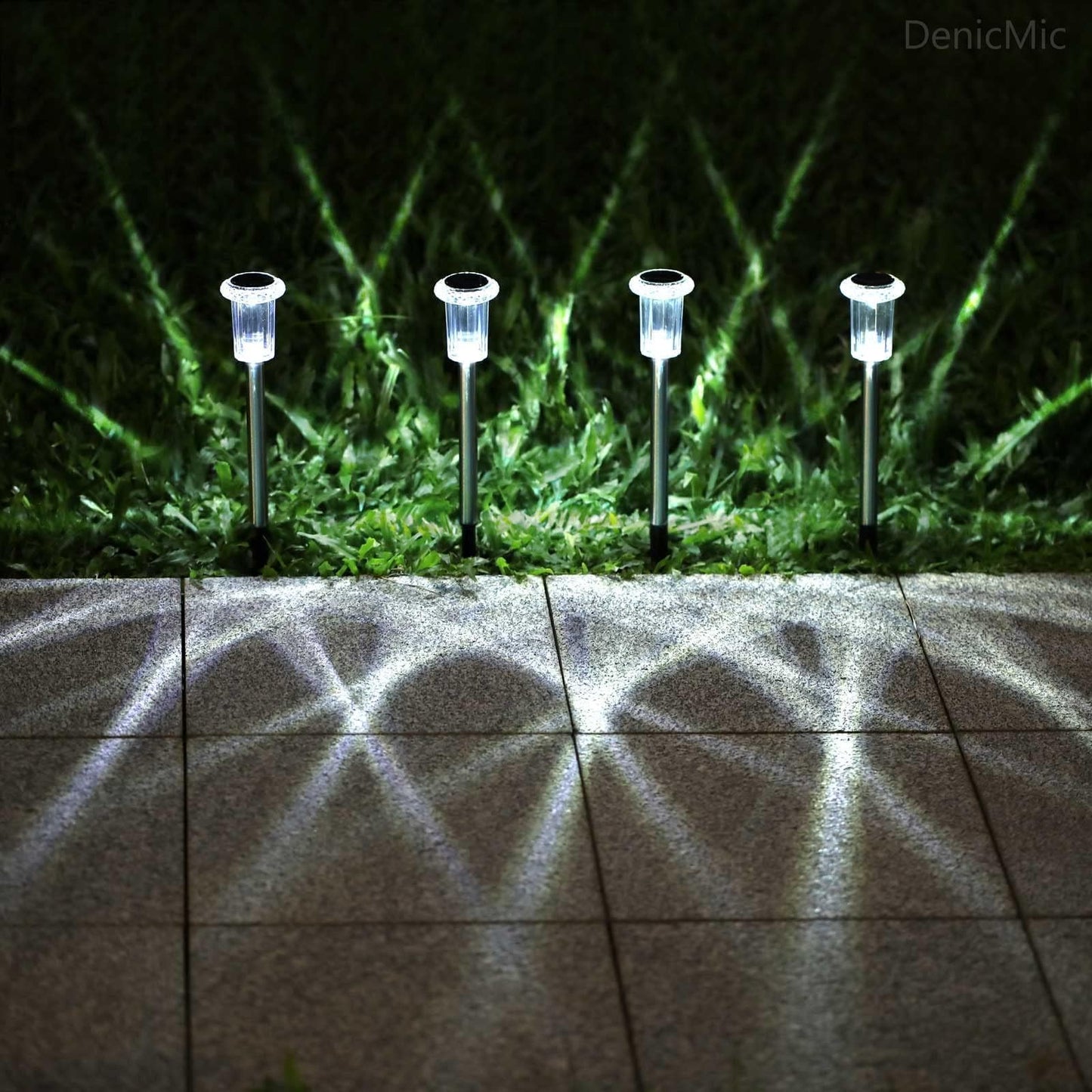 DenicMic Solar Lights Outdoor Pathway Lights 6000K LED Waterproof Acrylic Lamp Head Stainless Steel Stake for Yard Garden Landscape Path Walkway Driveway Patio Lawn (Cold White 10Pack) - The One Stop Deals