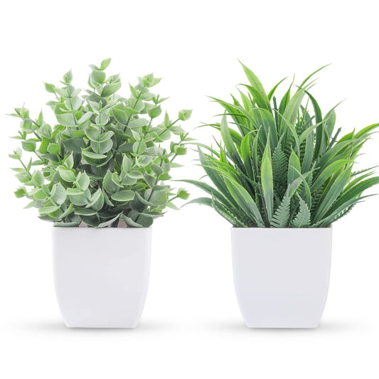 Der Rose 2 Pack Small Fake Plants Mini Artificial Potted Plants for Table Desk Home Bathroom Office Decor - The One Stop Deals