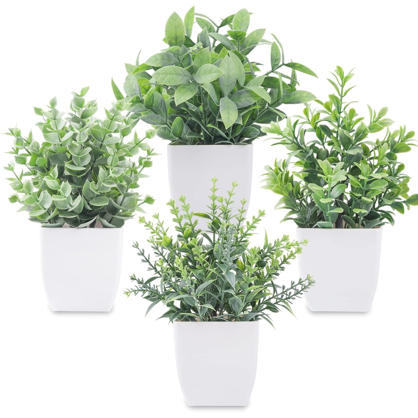 Der Rose 4 Pack Fake Plants Mini Artificial Greenery Potted Plants for Home Decor Indoor Office Table Room Farmhouse - The One Stop Deals