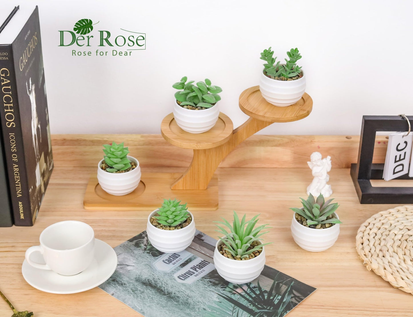 Der Rose Set of 6 Succulents Plants Artificial in Pots Small Fake Plants for Bedroom Aesthetic Living Room Office Shelf Bathroom Decor - The One Stop Deals