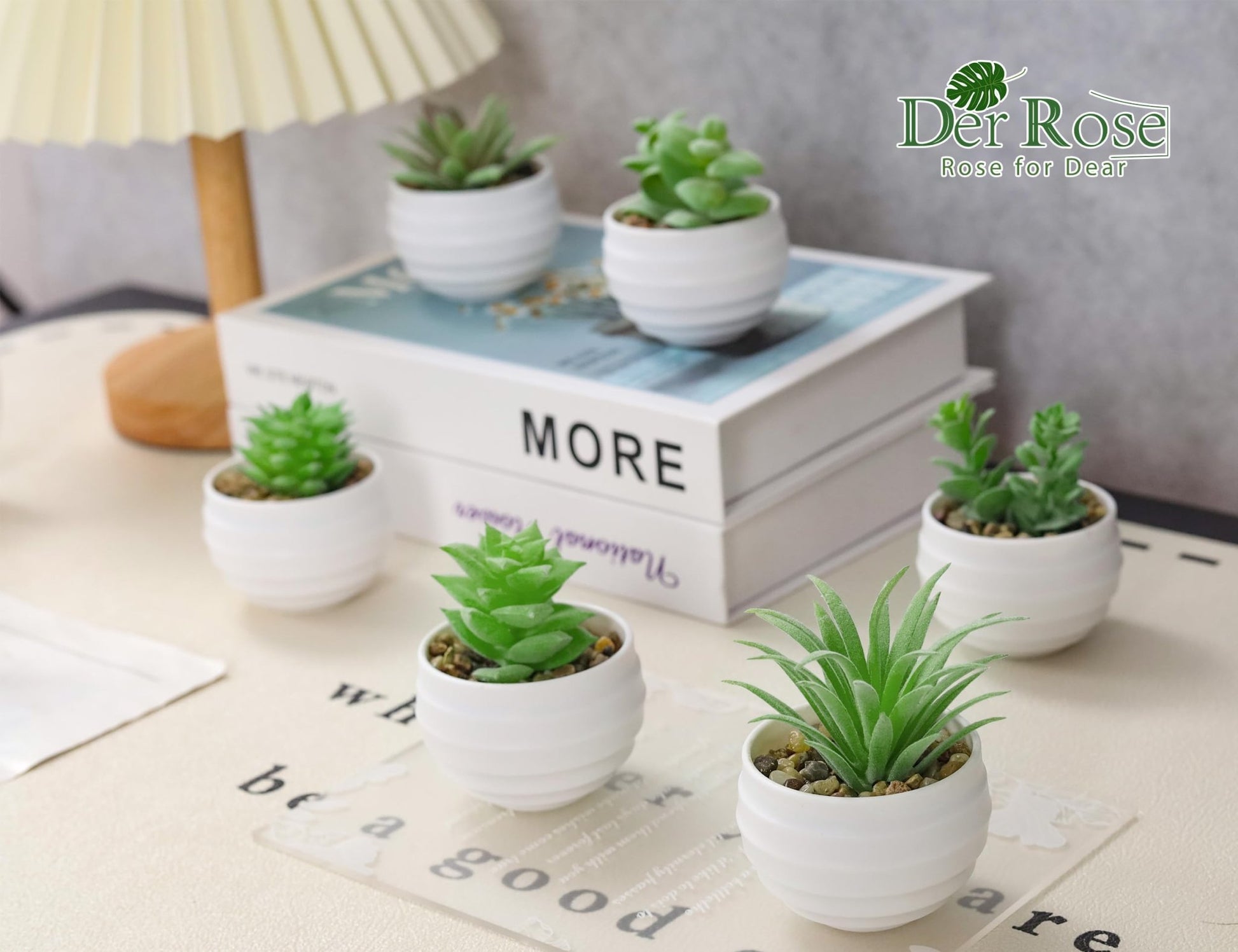 Der Rose Set of 6 Succulents Plants Artificial in Pots Small Fake Plants for Bedroom Aesthetic Living Room Office Shelf Bathroom Decor - The One Stop Deals