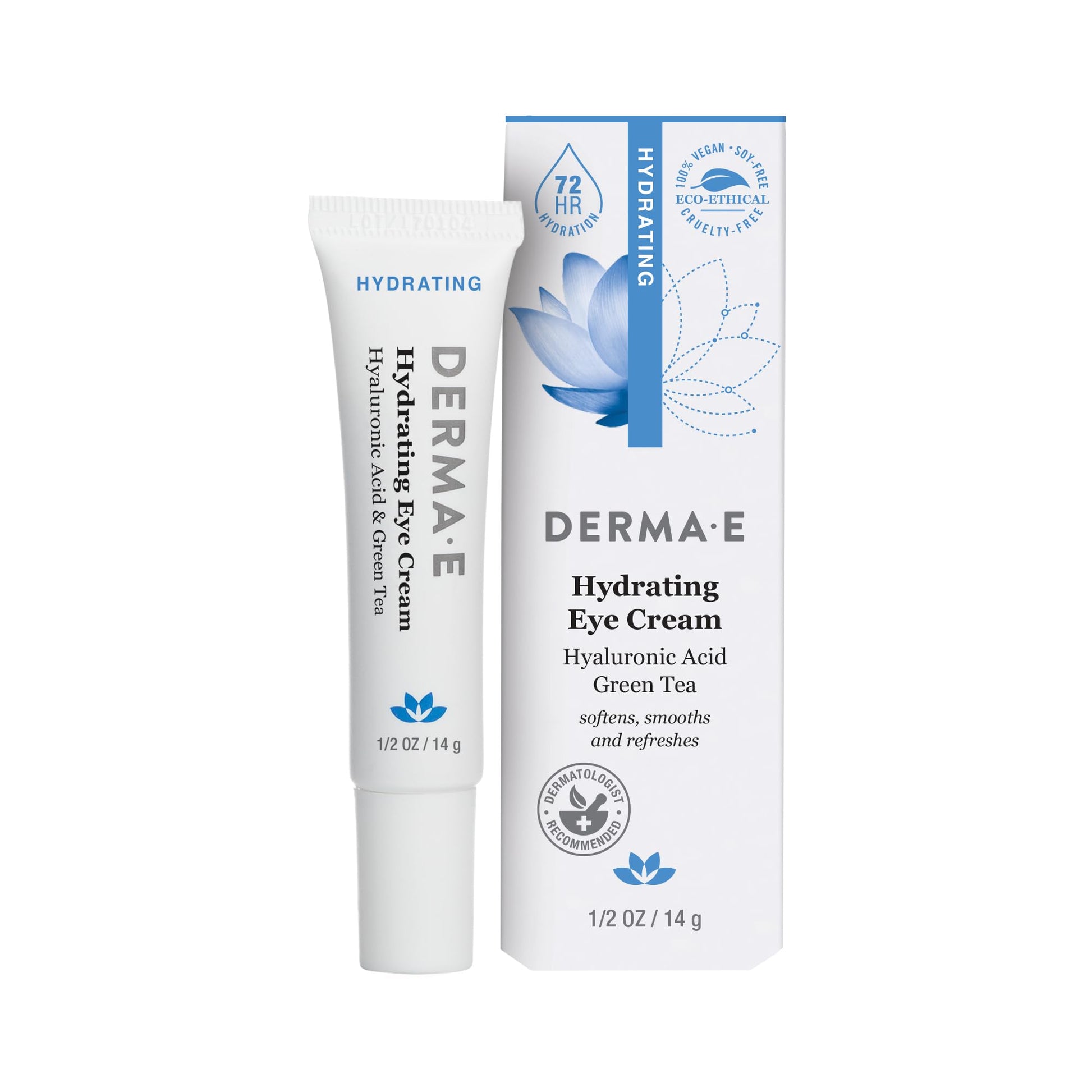 Derma E Hydrating Eye Cream – Firming and Lifting Hyaluronic Acid Treatment - Under Eye and Upper Eyelid Cream Reduces Puffiness and Appearance of Fine Lines, 0.5 oz - The One Stop Deals