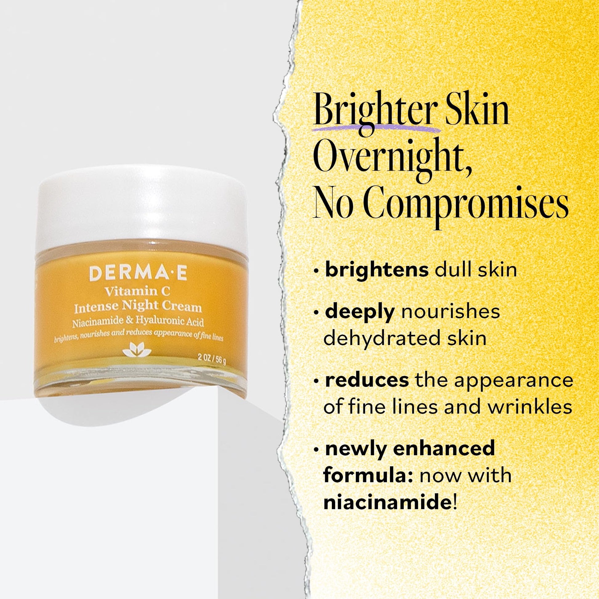 DERMA - E Vitamin C Intense Night Cream – Brightening and Hydrating Facial Skin Renewing Cream – Anti - Aging Overnight Facial Moisturizer, 2 oz - The One Stop Deals