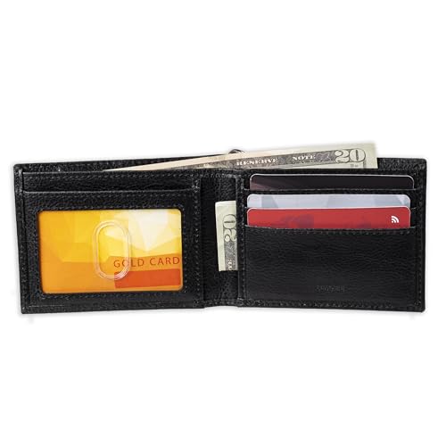 Dickies Men's Bifold Wallet - High Security with ID Window and Credit Card Pockets, Classic Black, One Size - The One Stop Deals