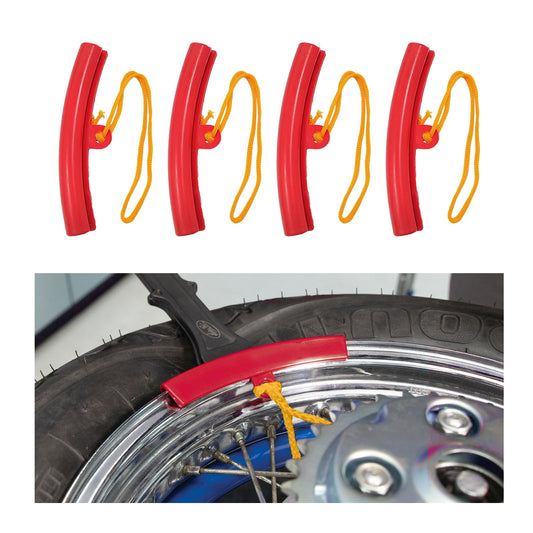 Dickno 4 PCS Car Tire Changing Rim Protector, Auto Wheel Changing Rim Protector, Fixing Tyre Rim Changer Guard, Tire Changing Edge Savers Tool for Most Cars Motorcycles SUVs (Red, 15cm) - The One Stop Deals