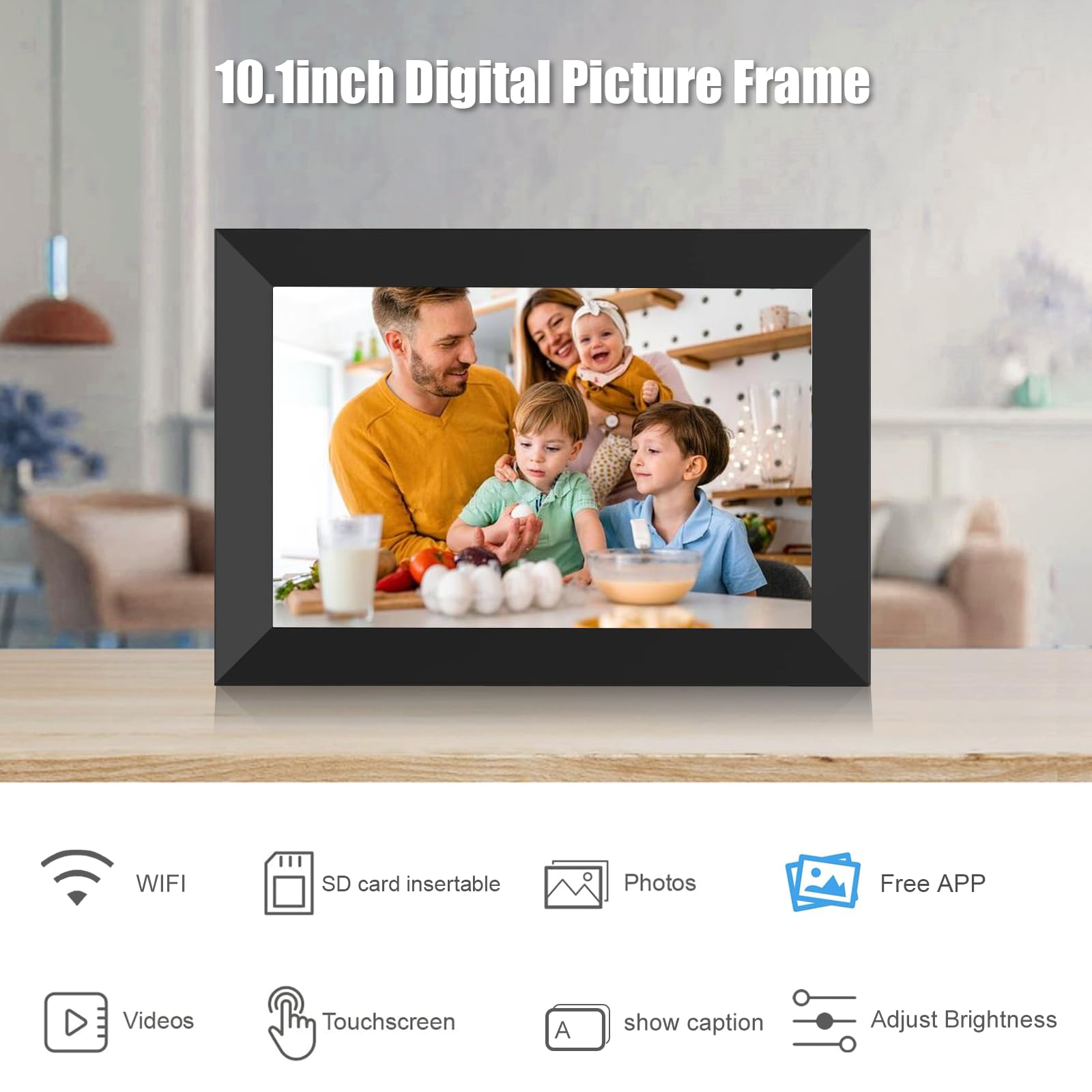 Digital Picture Frame WiFi 10.1 Inch Smart Digital Photo Frame with 1280x800 IPS HD Touch Screen, Auto - Rotate and Slideshow, Easy Setup to Share Photos or Videos Remotely via App from Anywhere - The One Stop Deals