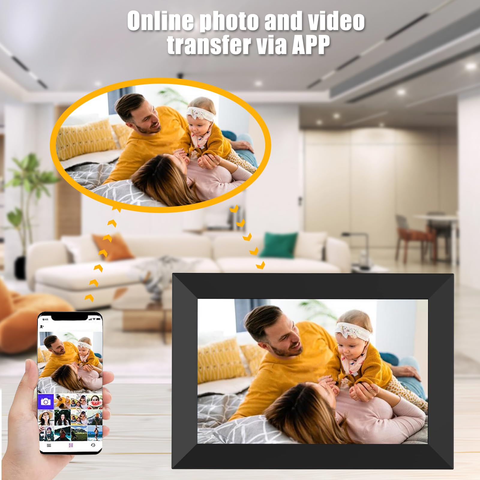 Digital Picture Frame WiFi 10.1 Inch Smart Digital Photo Frame with 1280x800 IPS HD Touch Screen, Auto - Rotate and Slideshow, Easy Setup to Share Photos or Videos Remotely via App from Anywhere - The One Stop Deals