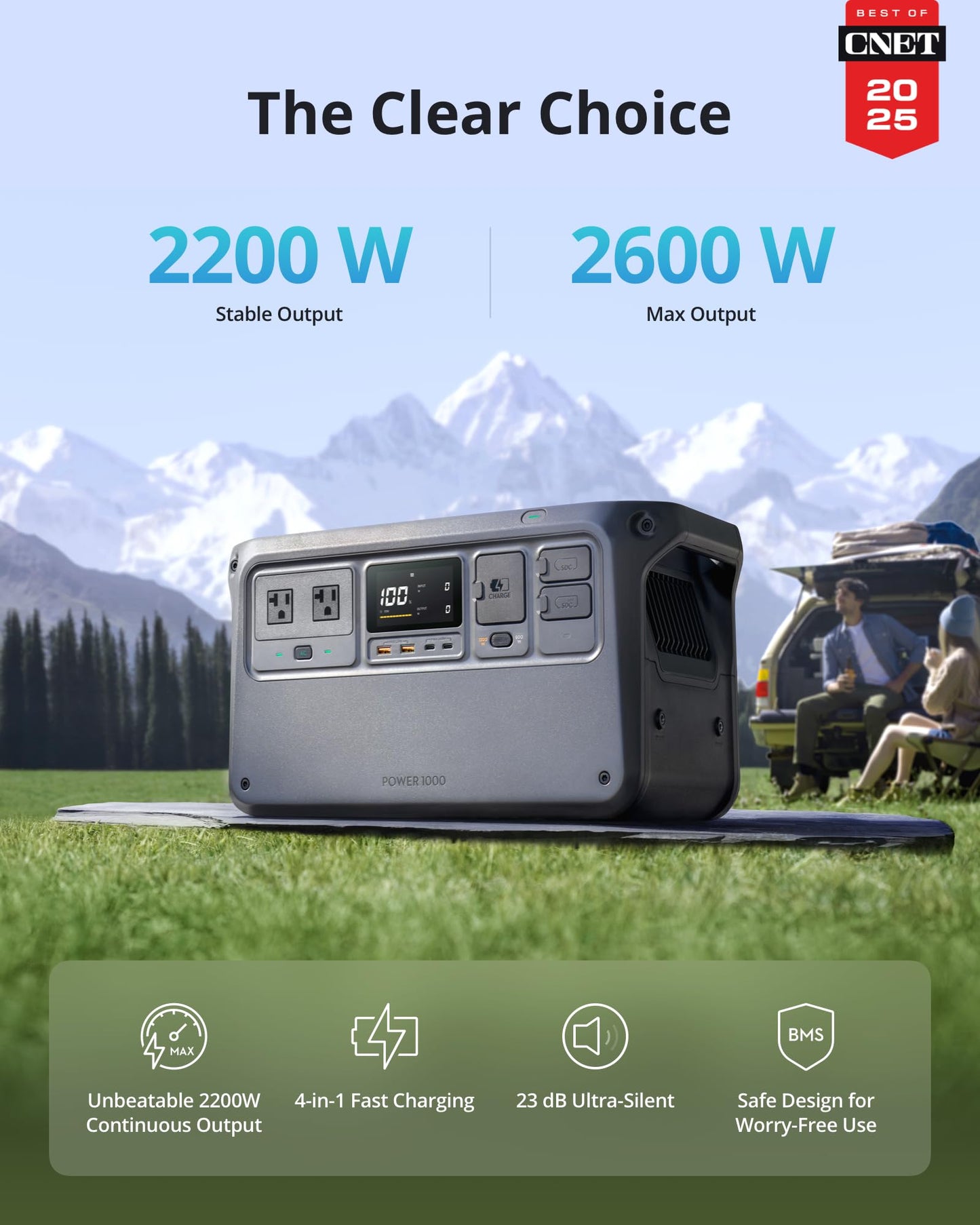 DJI Power 1000 Portable Power Station, 1024Wh LiFePO4 Battery, 2200W (Peak 2600W) AC/140W USB - C Output, 23db Ultra - Silent, Solar Generator For Home Backup, Camping(Solar Panel Optional) - The One Stop Deals