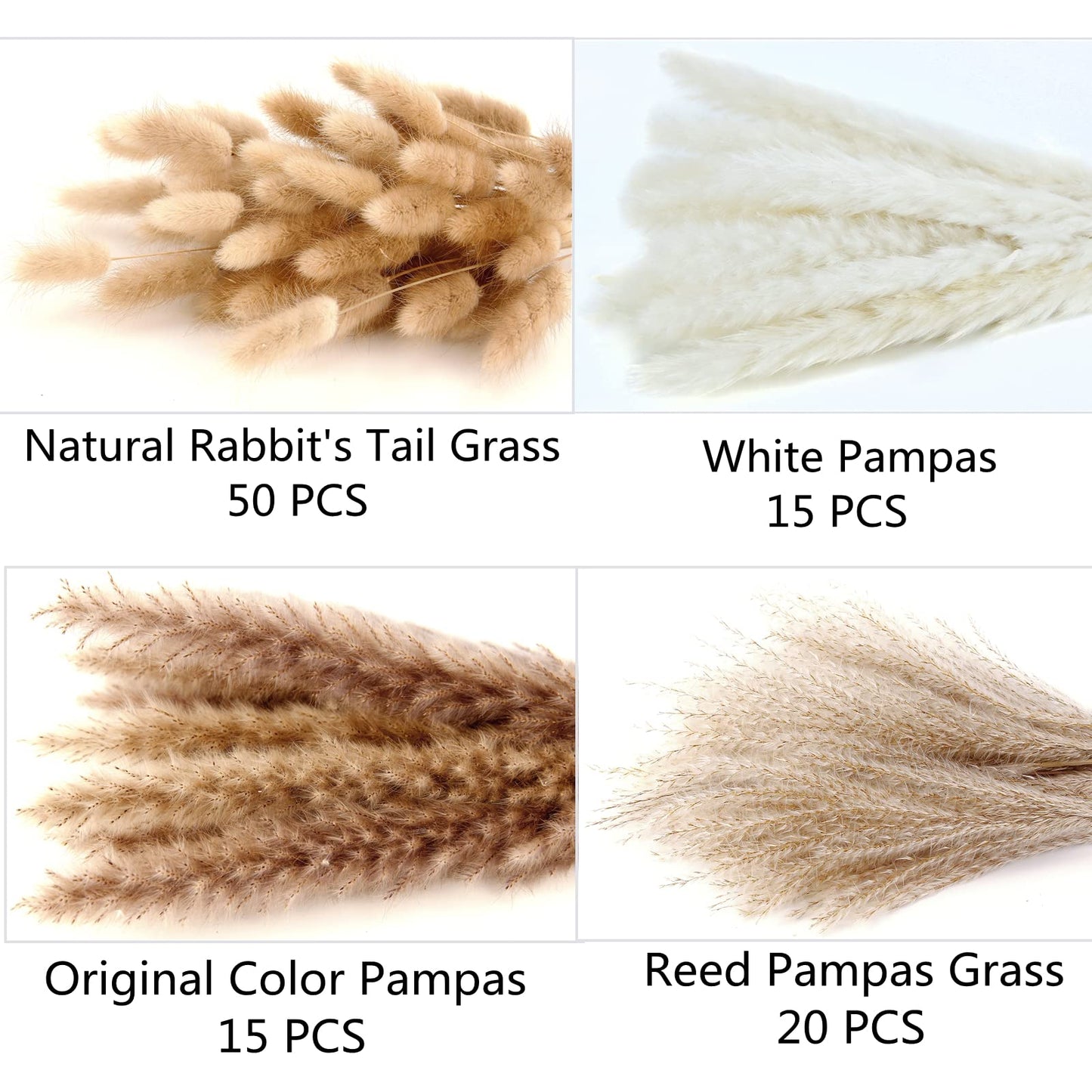 Dried Pampas Grass Decor, 100 Stems Pampas Grass Contains Bunny Tails Dried Flowers, Reed Grass Bouquet for Wedding Boho Flowers Home Table Decor, Rustic Farmhouse Party (17", White and Brown) - The One Stop Deals