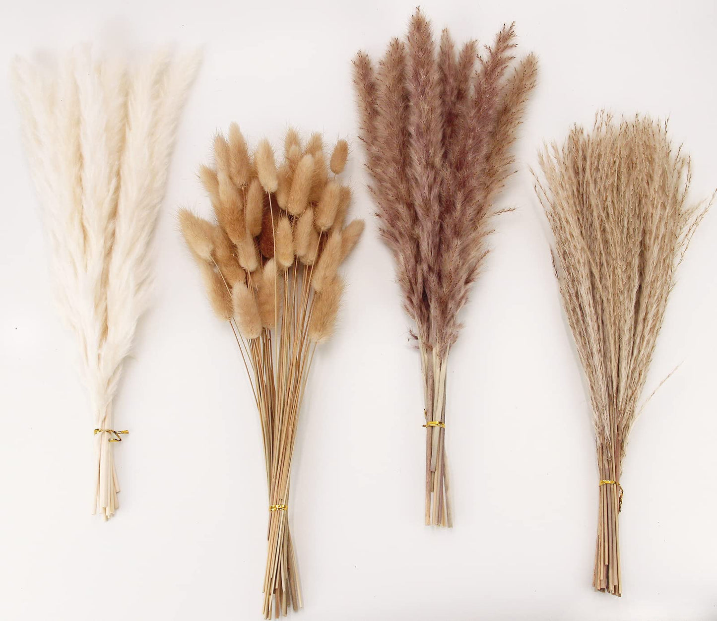 Dried Pampas Grass Decor, 100 Stems Pampas Grass Contains Bunny Tails Dried Flowers, Reed Grass Bouquet for Wedding Boho Flowers Home Table Decor, Rustic Farmhouse Party (17", White and Brown) - The One Stop Deals