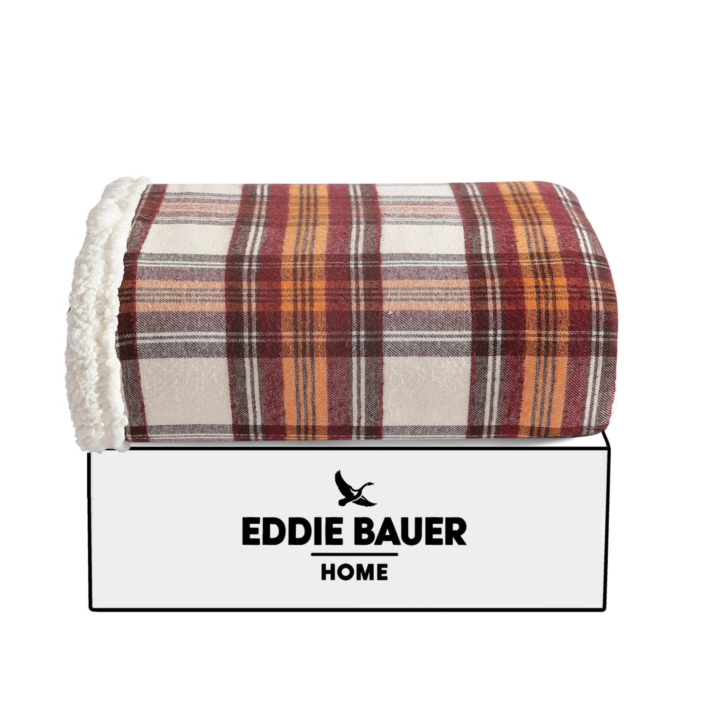 Eddie Bauer - Blanket, Super Soft Reversible Sherpa & Brushed Fleece Bedding, Throw Blankets for Couch, Ideal for Lounging (Edgewood Red) - The One Stop Deals