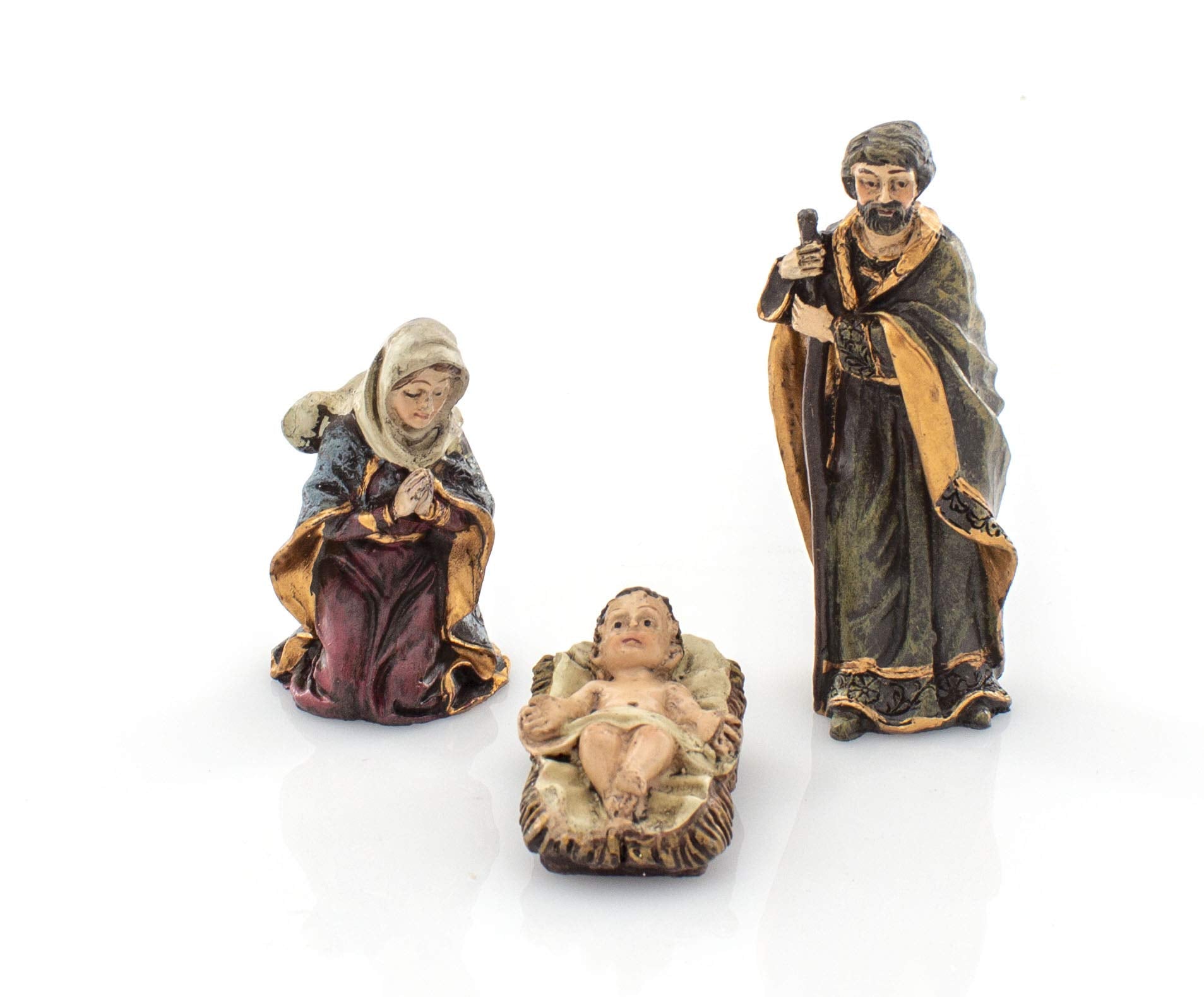 Elysian Gift Shop Christmas 11 Piece Indoor Holiday Decoration Lighted Nativity Set with 8" Light up Stable and Real Life 3" Figures (Holy Family, Three Wise Men, Angel, Animals Shepherd - Manger) - The One Stop Deals