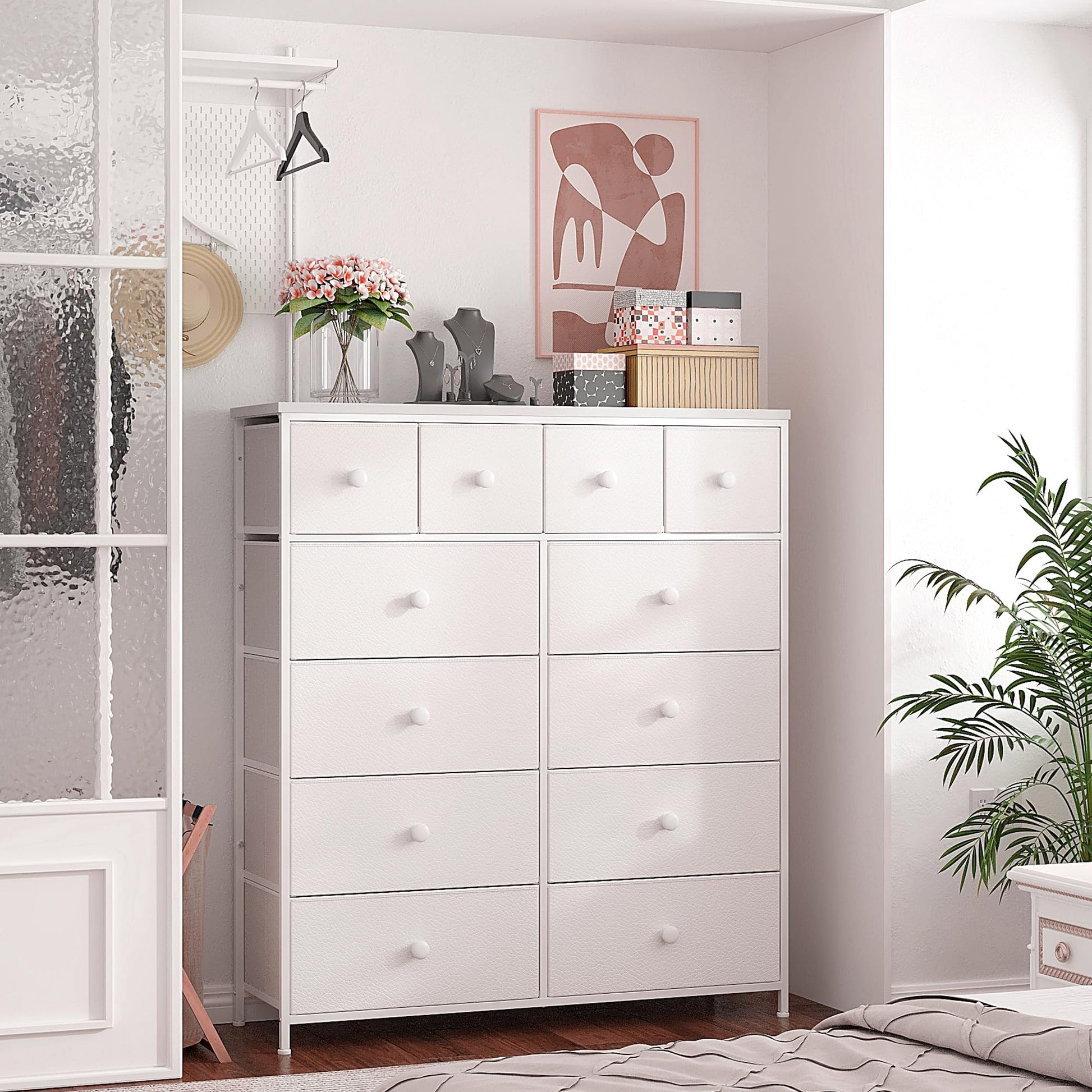 EnHomee White Dresser for Bedroom with 12 Drawers Dressers & Chest of Drawers with Wood Top, Metal Frame,Tall Dressers for Girls Bedroom,Living Room,Hallway,Closet - The One Stop Deals