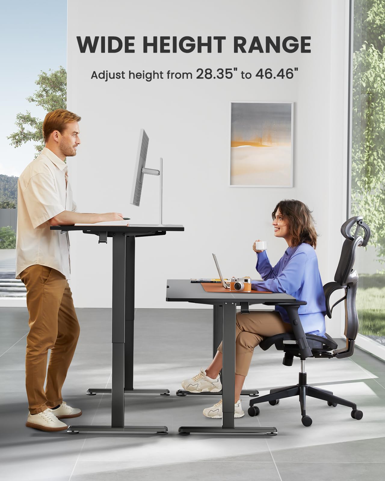 ErGear Height Adjustable Electric Standing Desk, 48 x 24 Inches Sit Stand up Desk, Memory Computer Home Office Desk (Black) - The One Stop Deals