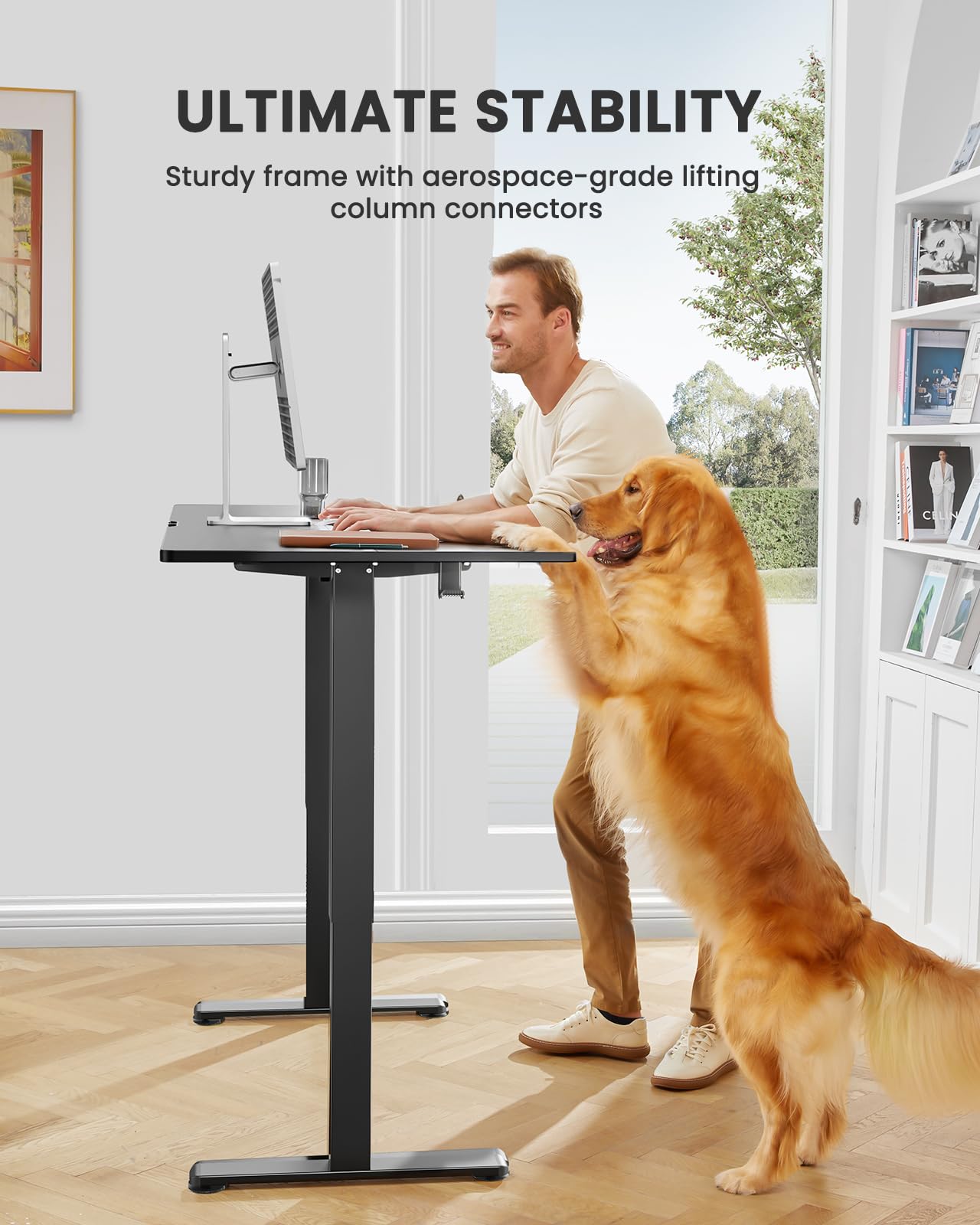 ErGear Height Adjustable Electric Standing Desk, 48 x 24 Inches Sit Stand up Desk, Memory Computer Home Office Desk (Black) - The One Stop Deals