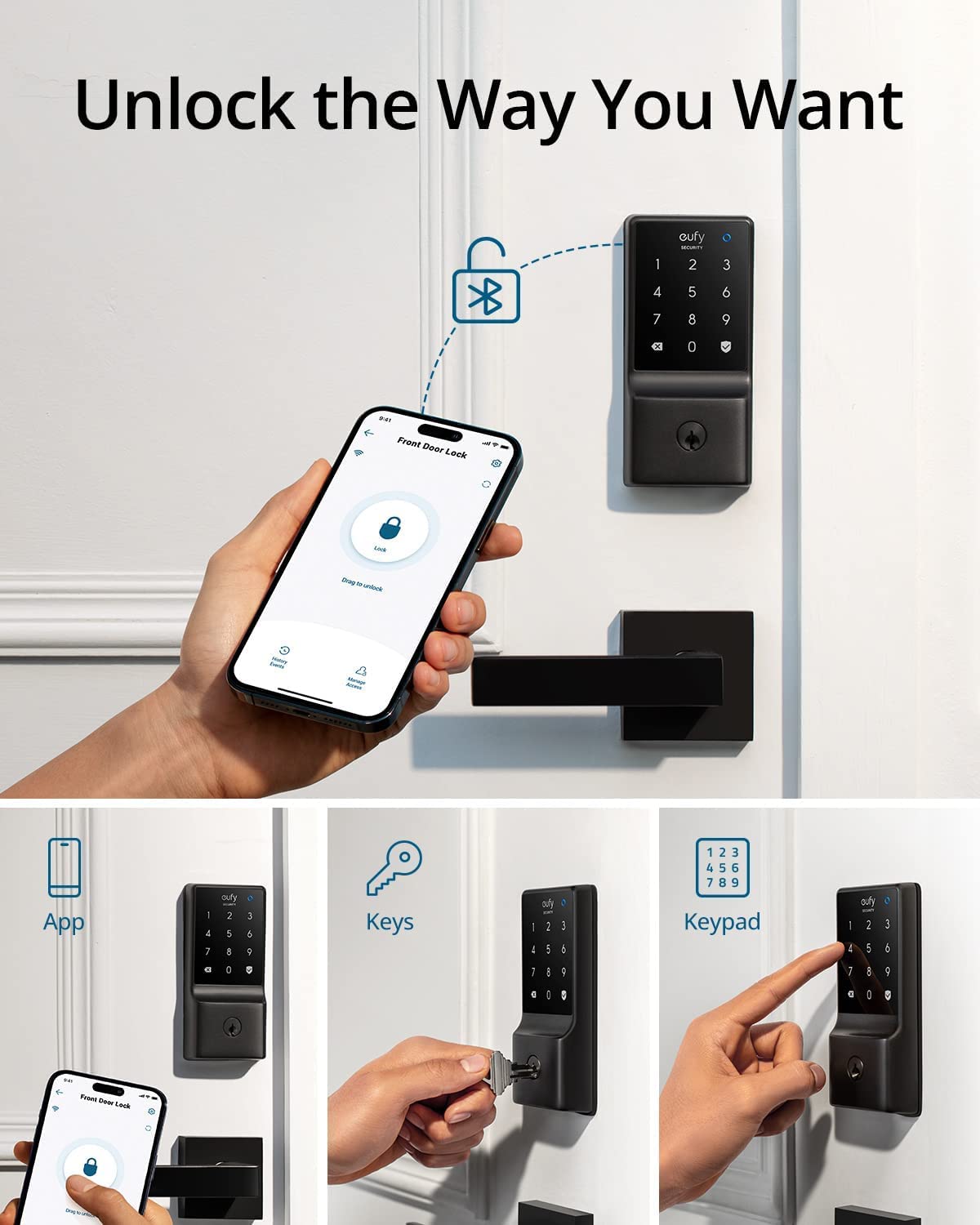 eufy Security Smart Lock C210, Keyless Entry Door Lock, Built - in WiFi Deadbolt, Smart Door Lock, No Bridge Required, Easy Installation, Touchscreen Keypad, App Remote Control, 4 AA Batteries Included - The One Stop Deals