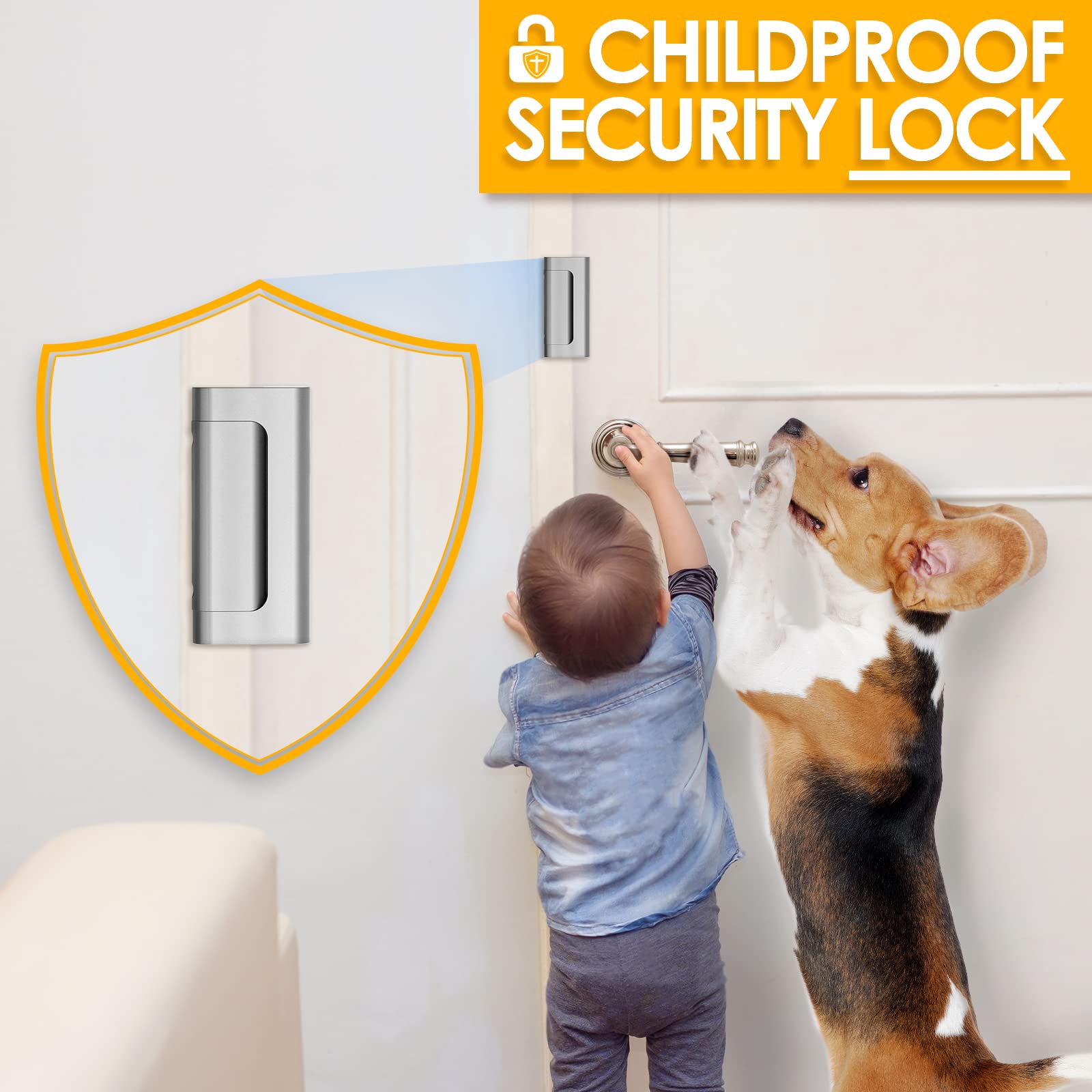 EverPlus Home Security Door Lock with 8 Screws, Childproof Door Reinforcement Lock with 3 Inch Stop Withstand 800 lbs for Inward Swinging Door,Upgrade Night Lock to Defend Your Home (Silver) - The One Stop Deals