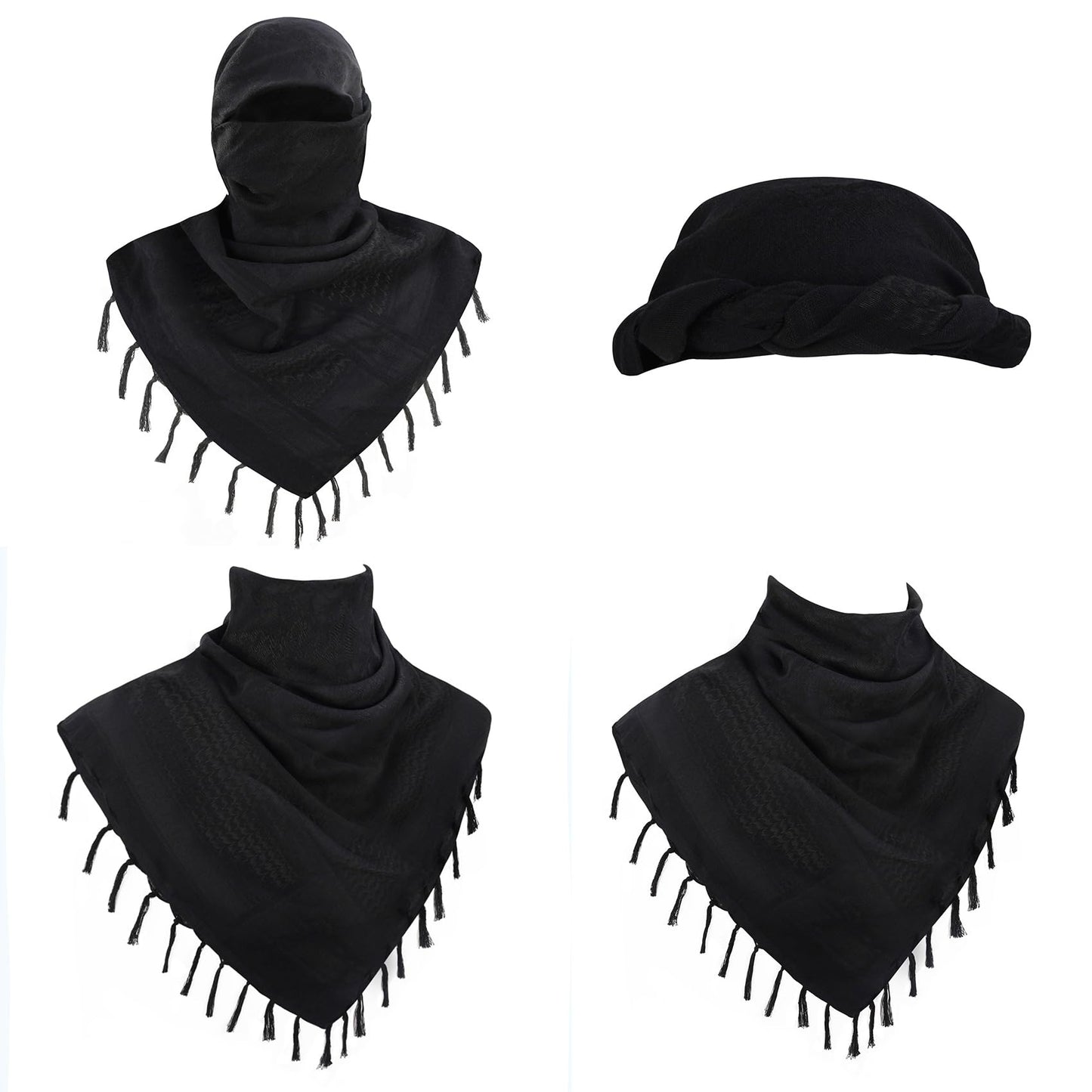 Explore Land Cotton Shemagh Tactical Desert Scarf Wrap (Black) - The One Stop Deals