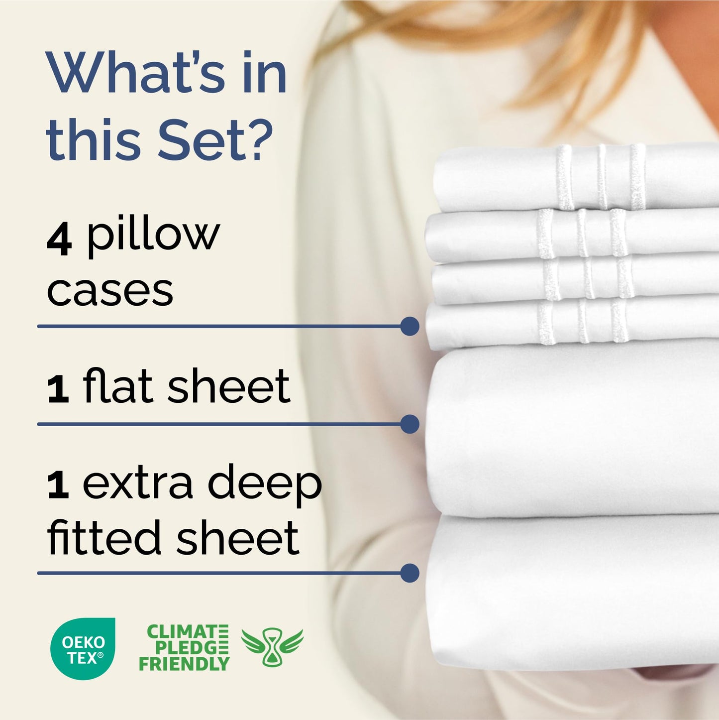 Extra Deep King Sheet Set - 6 Piece Breathable & Cooling Sheets - Hotel Luxury Bedding Set w/18 - 24 Inch Extra Deep Pockets - Easy & Secure Fit - Super Soft, Wrinkle Free and Comfy - White, King Size - The One Stop Deals