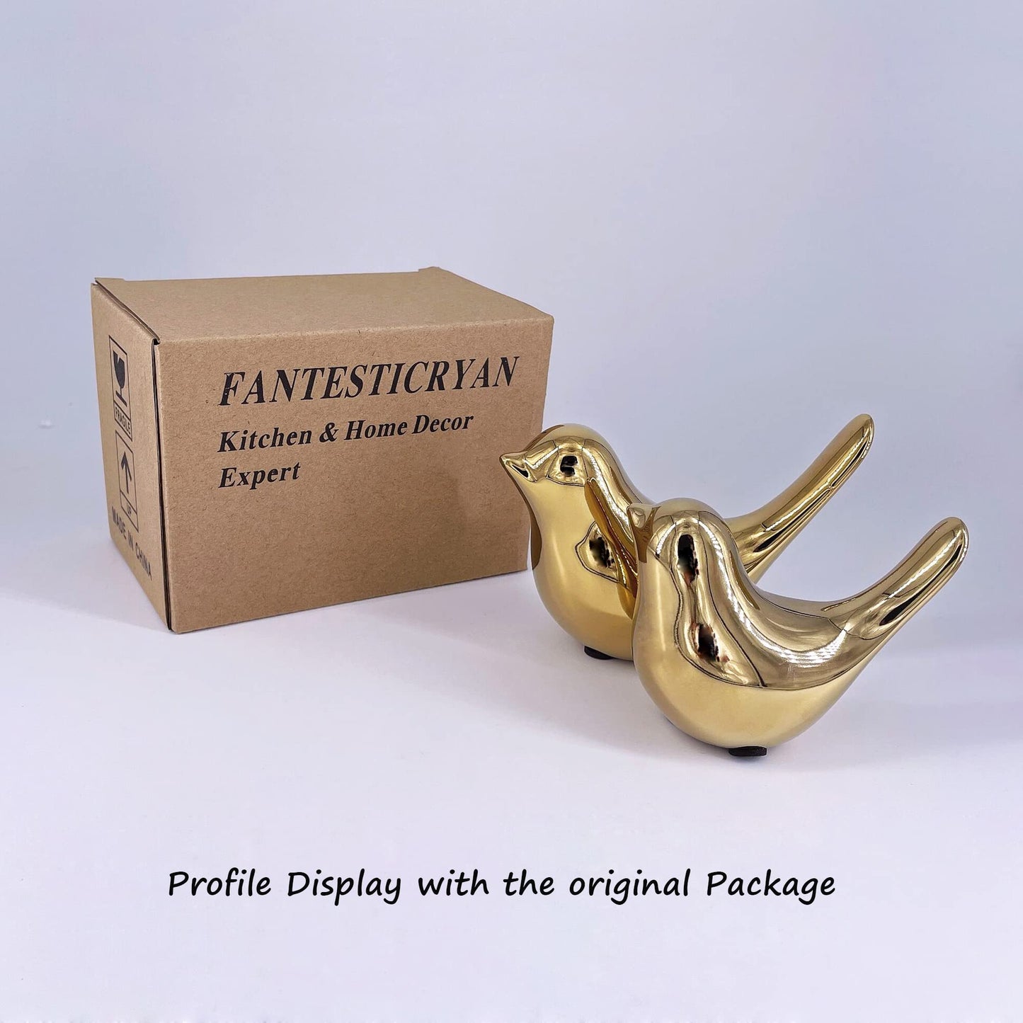 FANTESTICRYAN Small Birds Statues Gold Home Decor Modern Style Figurine Decorative Ornaments for Living Room, Bedroom, Office Desktop, Cabinets - The One Stop Deals