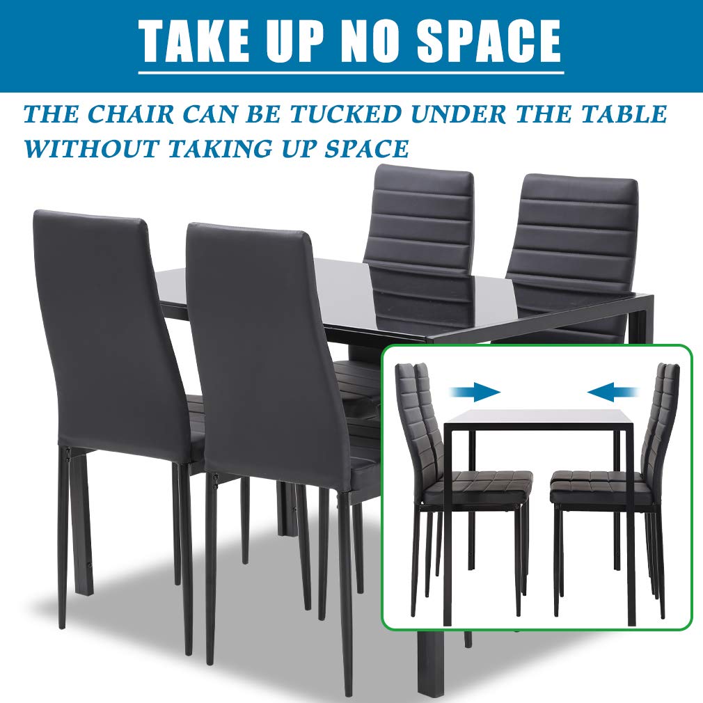 FDW Dining Table Set Glass Dining Room Table Set for Small Spaces Kitchen Table and Chairs for 4 Table with Chairs Home Furniture Rectangular Modern (Black Glass) - The One Stop Deals