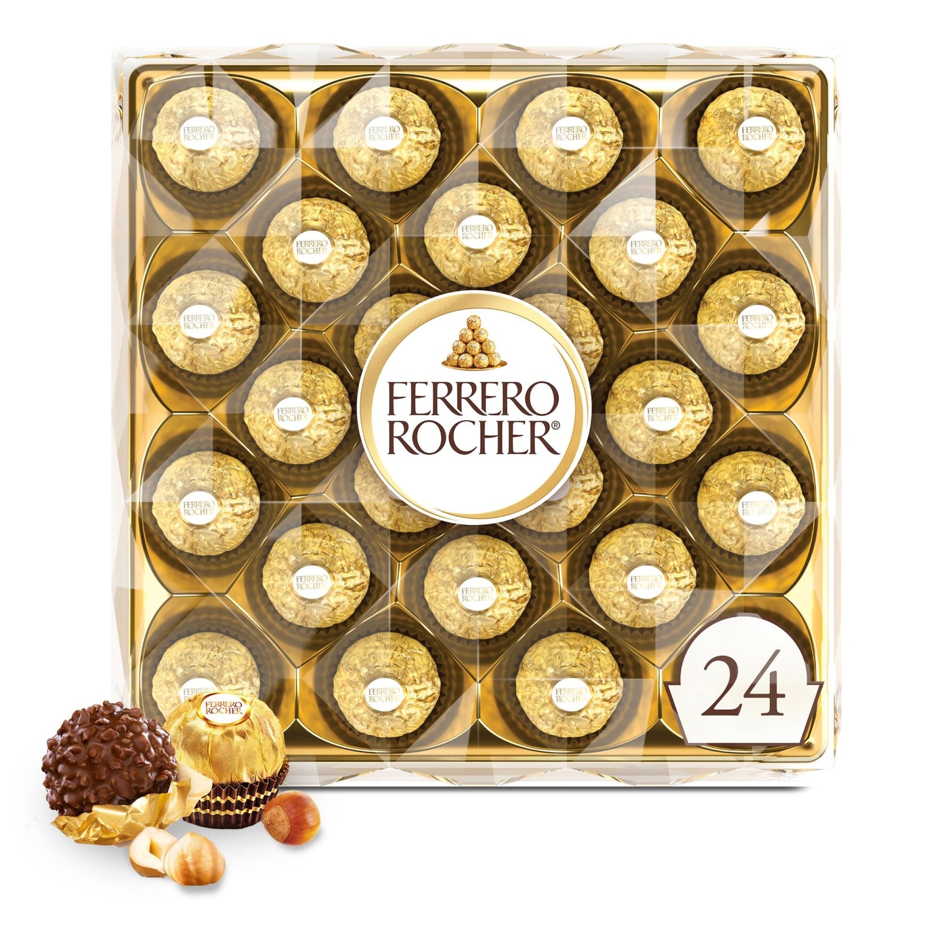 Ferrero Rocher, 24 Count, Gourmet Milk Chocolate Hazelnut, Chocolate Gift Box, Individually Wrapped, 10.6 oz - The One Stop Deals