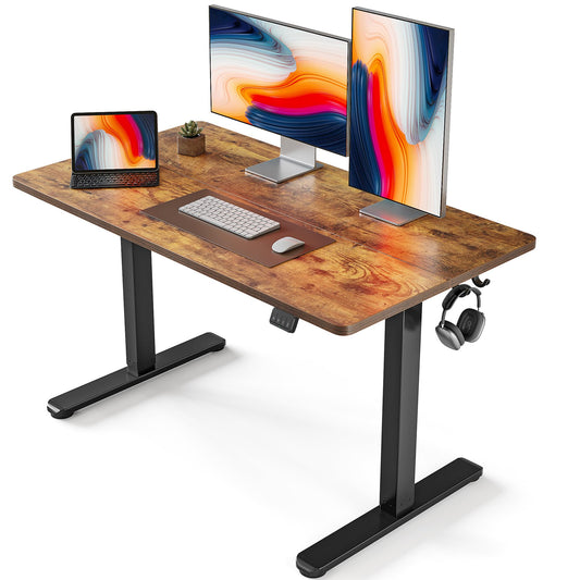 FEZIBO Electric Standing Desk, 48 x 24 Inches Height Adjustable Stand up Desk, Sit Stand Home Office Desk, Computer Desk, Vintage Brown - The One Stop Deals