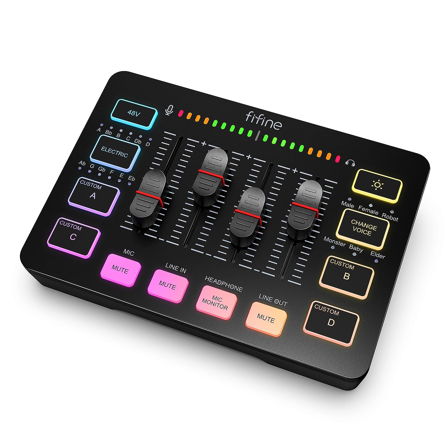 FIFINE Gaming Audio Mixer, Streaming RGB PC Mixer with XLR Microphone Interface, Individual Control, Volume Fader, Mute Button, 48V Phantom Power, for Podcast/Recording/Vocal/Game Voice - AmpliGame SC3 - The One Stop Deals